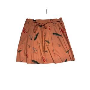 LL Bean Signature Poplin Skirt Fishing Lure Fly Elastic Tie Waist Size Med NWT